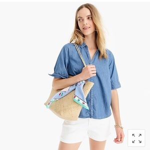 Jcrew Short Sleeve Button Up Shirt In Chambray